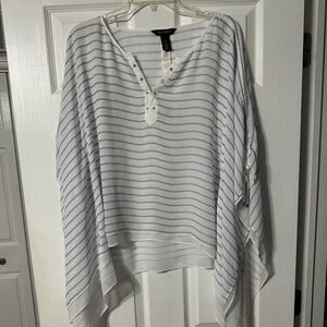 White House Black Market Beachwood Striped Poncho Blouse